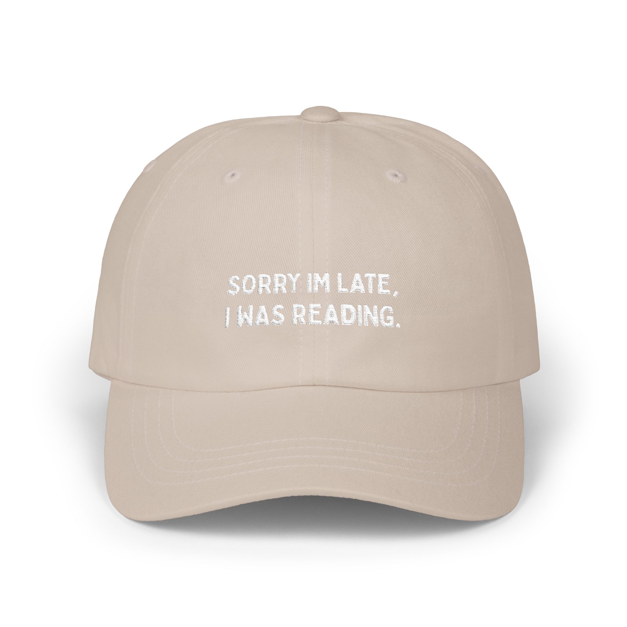 'Sorry I'm Late, I Was Reading' Embroidered Dad Cap - Image 5