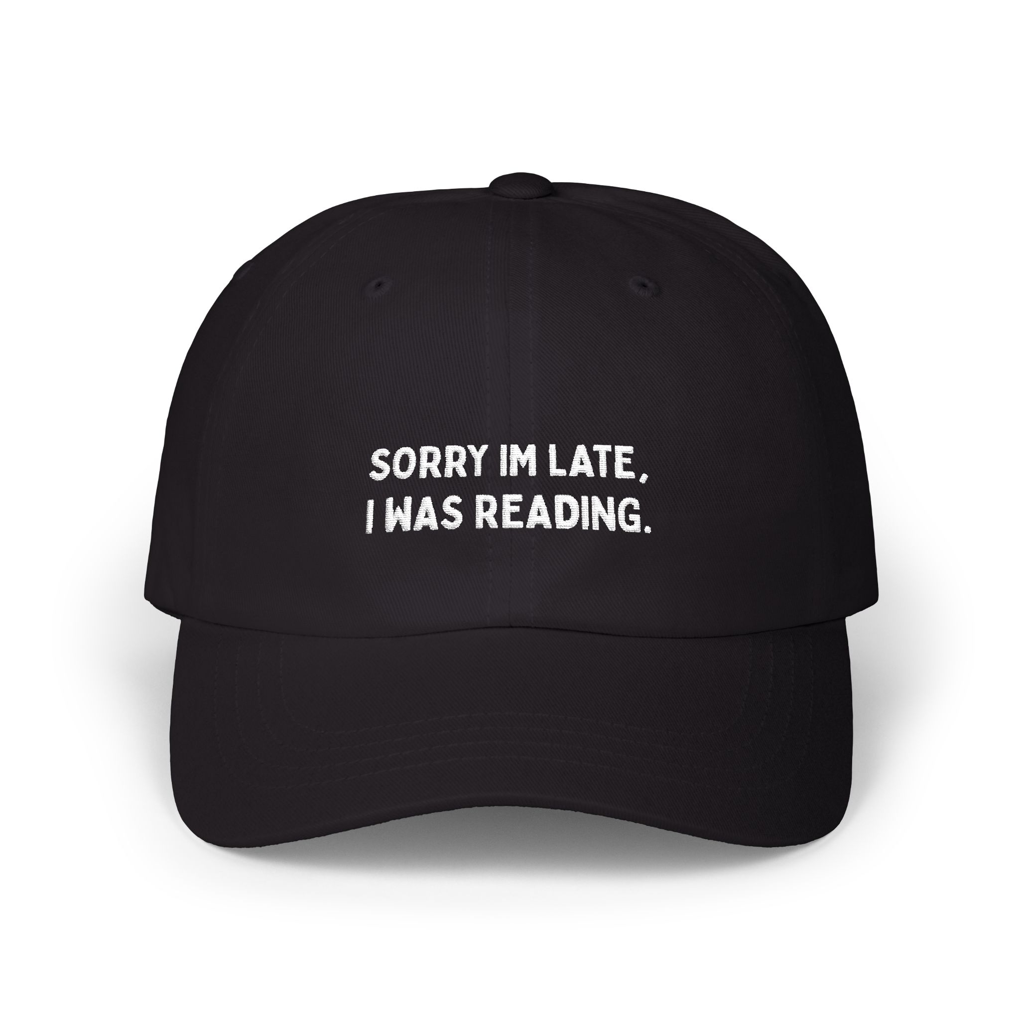 'Sorry I'm Late, I Was Reading' Embroidered Dad Cap - Image 8